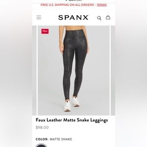 NWT - Never Worn - Spanx Faux Leather Leggings - snake print matte